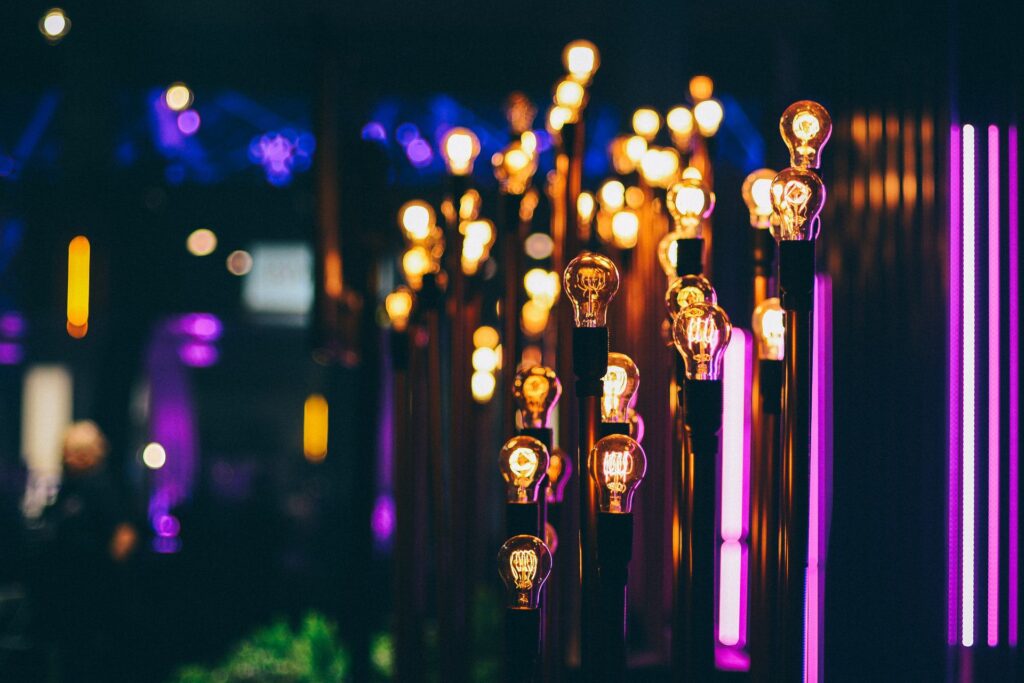 Eine Glühbirne für jedes Talent: Arbeitsteilung und Spezialisierung schaffen Berufe und Gewerbe (Photo by Mohammad Saifullah on Unsplash).